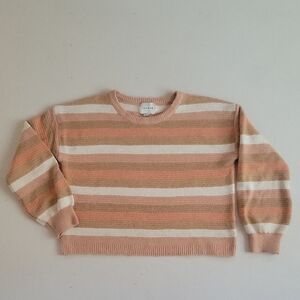 Pink Rose Women's Striped Sweater - Peach and Cream